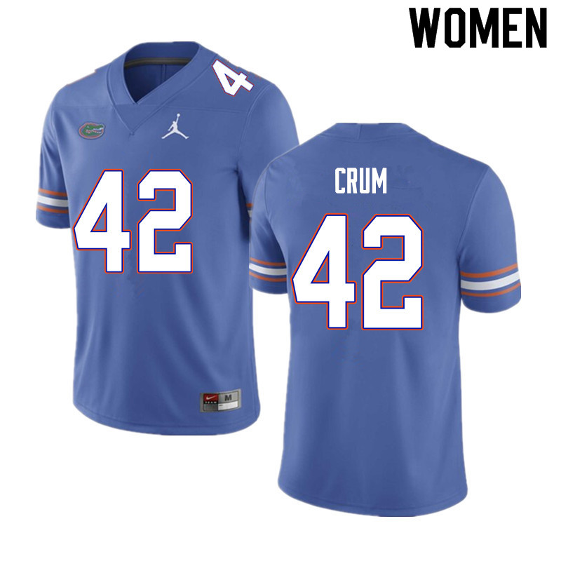 Women #42 Quaylin Crum Florida Gators College Football Jerseys Sale-Blue